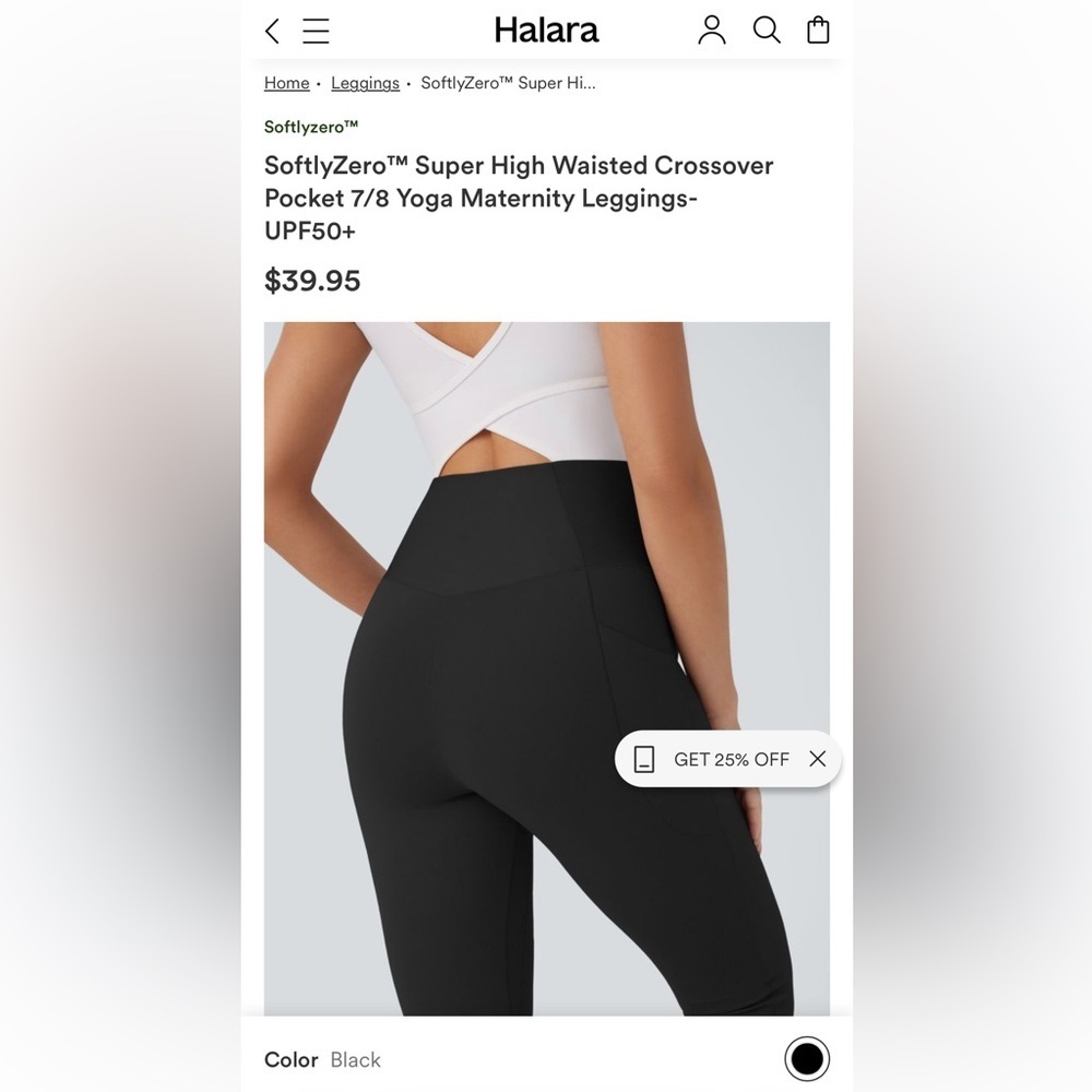 Halara Leggings Black Maternity High Waisted Crossover MSRP $40 - Picture 2 of 4
